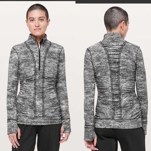 Lululemon Cypress Kiss 1/2 Zip Rush Jacquard Black White size 6 pullover
